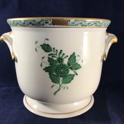 Herend Apponyi groen cachepot, hoog 12 cm, Ø 14 cm. nr. 7214