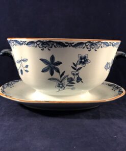 Rorstrand Ostindia sauskom met vaste schotel aardewerk, hoog 9 cm, 11 x 15 cm