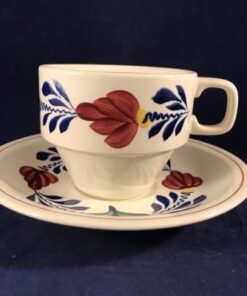 Boch boerenbont koffiekop met schotel
