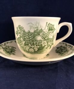 Mason's 'fruit basket' groen grote koffiekop en schotel, hoog 7 cm Ø 8,7 cm