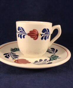 Boch boerenbont espressokop met schotel Ø 6,5 cm,hoog 6 cm