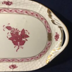 Herend Apponyi roze cakeschaal met greepjes nr 436 - Afbeelding 2