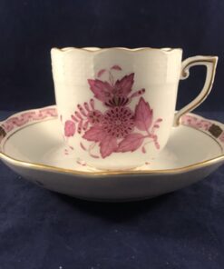Herend Apponyi roze espressokop en schotel nr. 709, Ø kop 5,9 cm hoog 5,9 cm