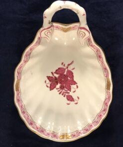 Herend Apponyi roze schelpvormige zeep schaal met greep 12 x 17 cm nr 335