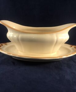 Villeroy en Boch Mettlach sauskom met vaste schotel, licht craquele