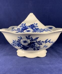 Wood and sons 'Haddon' blauw dekschaal hoog 15 cm, deksel heeft kleine chip