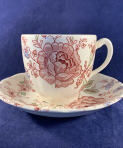 Johnson Brothers Rose Chintz roze koffiekop en schotel hoog 7 cm Ø 8 cm