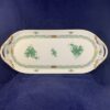 Herend Apponyi groen cakeschaal met greepjes nr 436, 36 x 15,3 cm