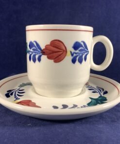 Boch boerenbont rechte koffiekop met schotel Ø 6,8 cm,hoog 6,8 cm