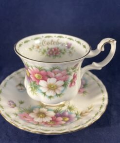 Royal Albert 'Flower of the month' series dameskop en schotel 'October' Ø 7,3 cm hoog 7,5 cm
