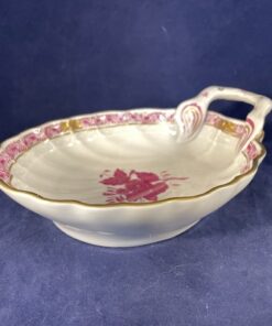Herend Apponyi roze schelpvormige zeepschaal met greep 12 x 17 cm nr 7715