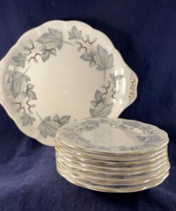 8 delige gebakstel van Royal Albert decor Silver Maple