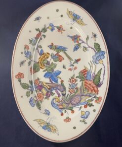 Grote ovale schaal handgeschilderd, 43,7 x 30 cm.