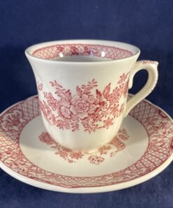 Mason's Pink Stratford koffiekop met schotel Ø kop 7,4 cm en 6,5 cm hoog