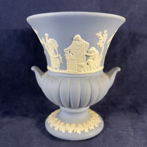 Wedgwood Jasperware blauw lepelvaasje hoog 8,5 cm Ø 7 cm. - Afbeelding 4