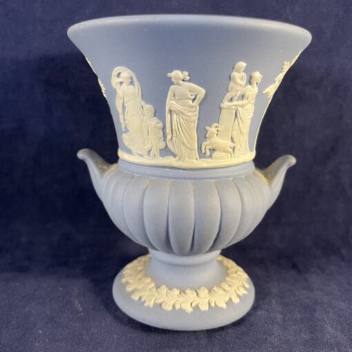 Wedgwood Jasperware blauw lepelvaasje hoog 8,5 cm Ø 7 cm. - Afbeelding 2