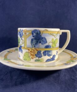 Luneville 'Vignes' koffiekop en schotel Ø kop 8 cm, hoog 6,2 cm.
