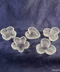 Set van 5 geslepen kristallen zoutbakjes in vormen Ø 4,5 cm.