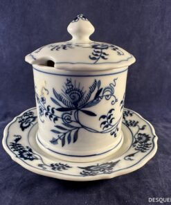 Blue Danube jampot met schotel, hoog 10 cm.