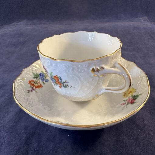 Meissen espressokop met schotel met strooibloemmotief - Streublümchen Ø 6,6 cm hoog 5 cm - Afbeelding 3