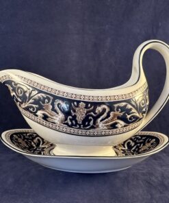 Wedgwood Florentine blue sauskom met losse onderschotel