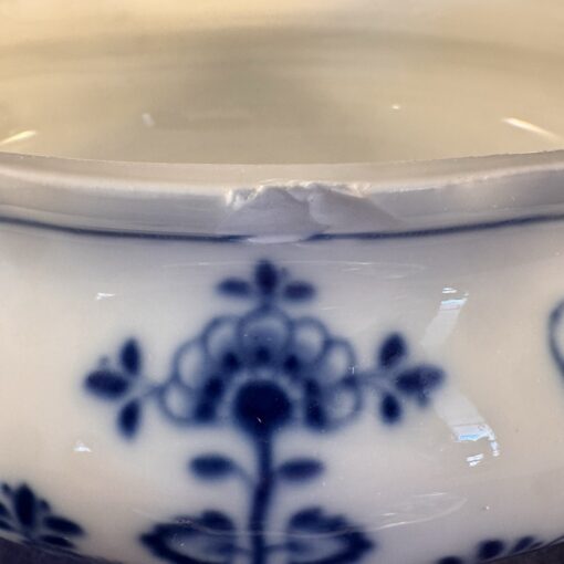 Meissen zwiebelmuster - blue onion zeer grote ovale terrine met deksel 34 x 23 cm met figuur op de deksel. - Afbeelding 3