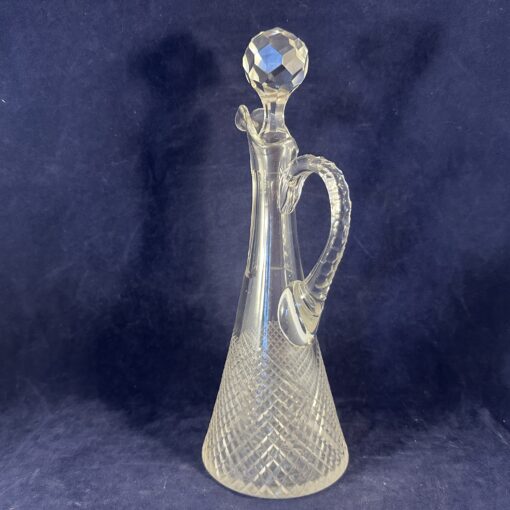 Kleine kristallen karaf met stop en handvat hoog 24,5 cm. Wilhelmina slijpsel  Hand geslepen kristal - Afbeelding 2