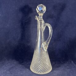 Kleine kristallen karaf met stop en handvat hoog 24,5 cm. Wilhelmina slijpsel Hand geslepen kristal - Afbeelding 2