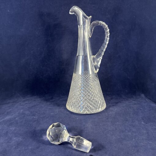 Kleine kristallen karaf met stop en handvat hoog 24,5 cm. Wilhelmina slijpsel  Hand geslepen kristal - Afbeelding 4