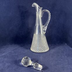 Kleine kristallen karaf met stop en handvat hoog 24,5 cm. Wilhelmina slijpsel Hand geslepen kristal - Afbeelding 4