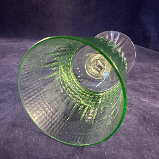 Set van 6 kristallen portglazen met rechte groene kelk hoog 12,4 cm, Ø 5,5 cm.  - Afbeelding 2