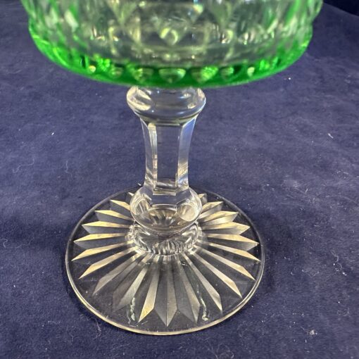 Set van 6 kristallen portglazen met rechte groene kelk hoog 12,4 cm, Ø 5,5 cm.  - Afbeelding 3