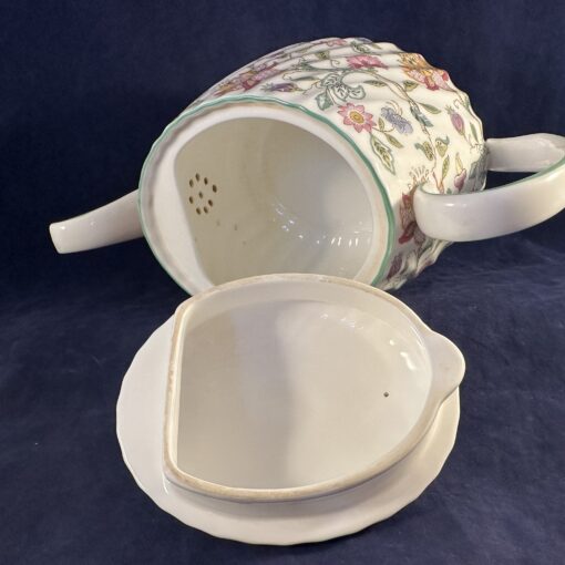 Minton Haddon Hall green edge theepot, hoog 14,5 cm, inhoud 1 liter - Afbeelding 3