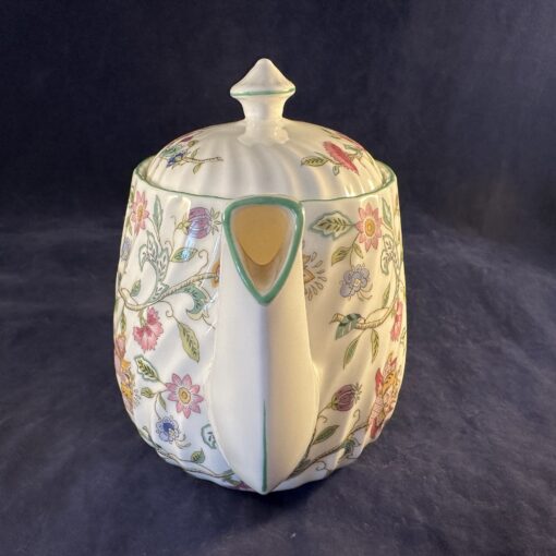 Minton Haddon Hall green edge theepot, hoog 14,5 cm, inhoud 1 liter - Afbeelding 5