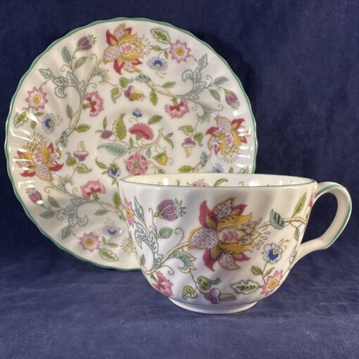 Minton Haddon Hall green edge theekop en schotel, Ø 9 cm, hoog 6 cm. - Afbeelding 2