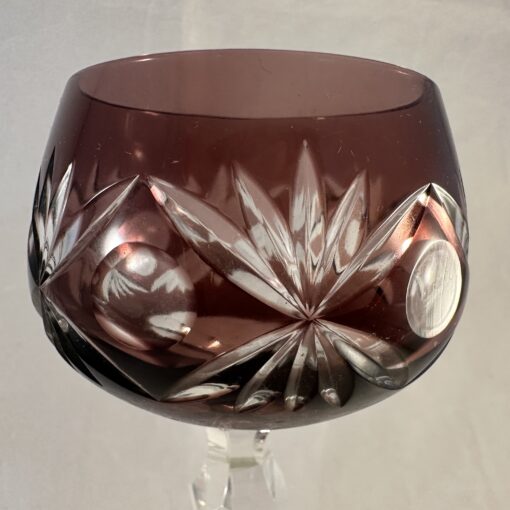 Val Saint Lambert wijnglas aubergine kleurig prachtig geslepen, hoog 19,5 cm, Ø 7 cm - Afbeelding 2