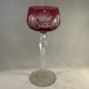 Val Saint Lambert wijnglas roze prachtig geslepen, hoog 19,5 cm, Ø 7 cm
