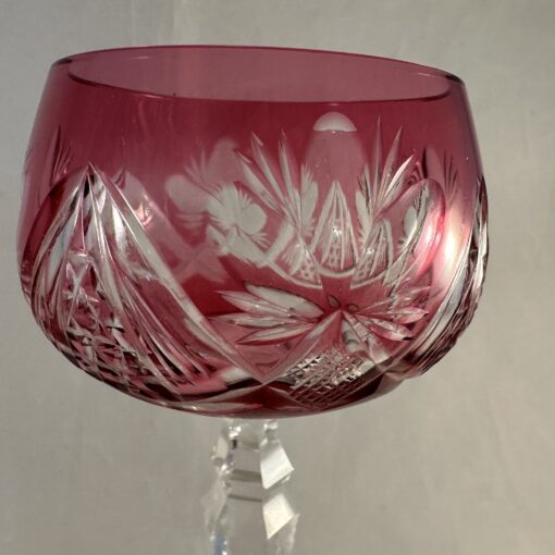 Val Saint Lambert wijnglas roze prachtig geslepen, hoog 19,5 cm, Ø 7 cm - Afbeelding 2