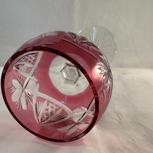 Val Saint Lambert wijnglas roze prachtig geslepen, hoog 19,5 cm, Ø 7 cm - Afbeelding 3