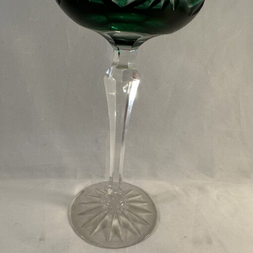 Val Saint Lambert wijnglas flessengroen prachtig geslepen, hoog 19,5 cm, Ø 7 cm - Afbeelding 4
