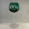 Val Saint Lambert wijnglas groen prachtig geslepen, hoog 19 cm, Ø 6 cm