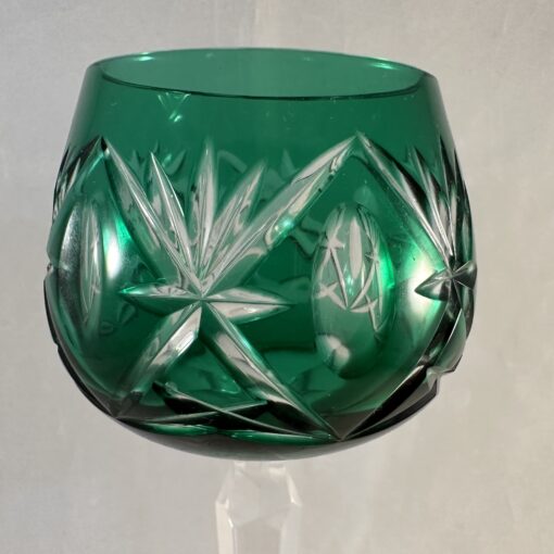 Val Saint Lambert wijnglas groen prachtig geslepen, hoog 19 cm, Ø 6 cm - Afbeelding 2