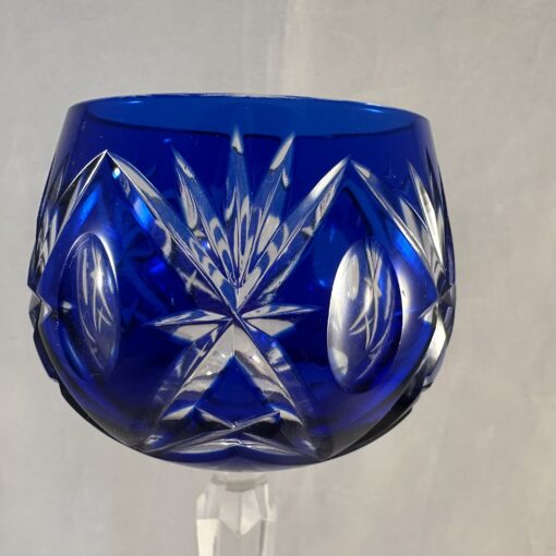 Val Saint Lambert wijnglas kobaltblauw prachtig geslepen, hoog 19 cm, Ø 6 cm - Afbeelding 3