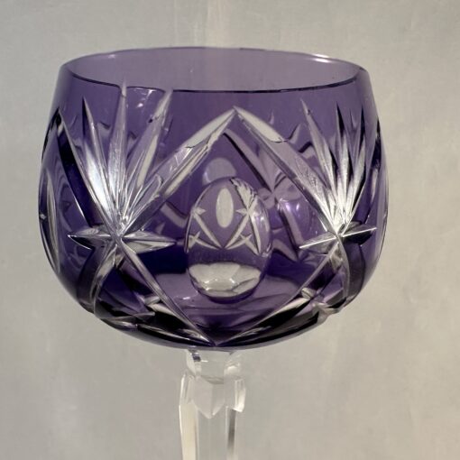 Val Saint Lambert wijnglas lila prachtig geslepen, hoog 18 cm, Ø 6,5 cm - Afbeelding 2