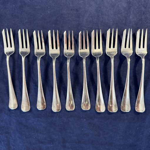 Haags Lofje set van 10 zilveren taartvorkjes (13 cm.)
