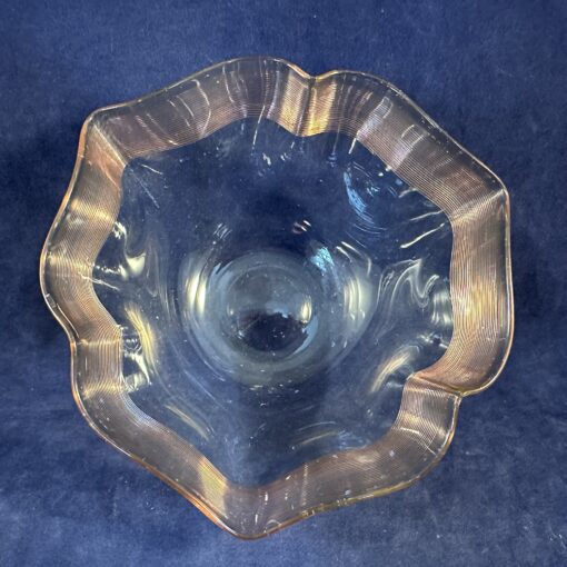 Kristallen schaaltje/ vingerkommetje hoog 6,8 cm Ø 12 cm met lichtblauwe ribbelrand - Afbeelding 3
