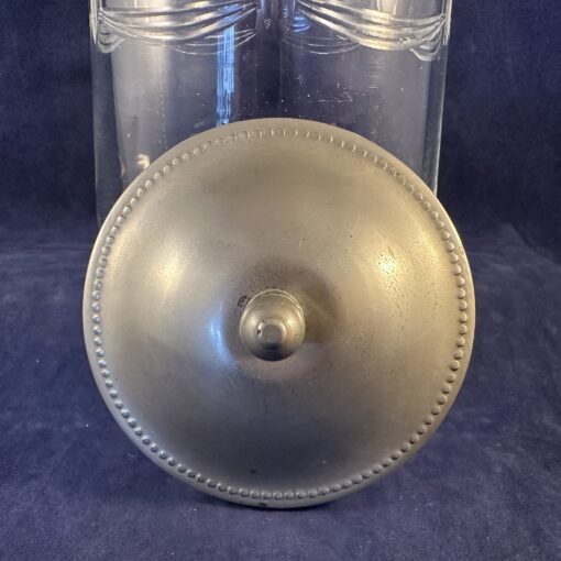 Pot met deksel/ koekpot met tinnen montuur, geslepen kristal, hoog 20 cm Ø 10 cm - Afbeelding 2