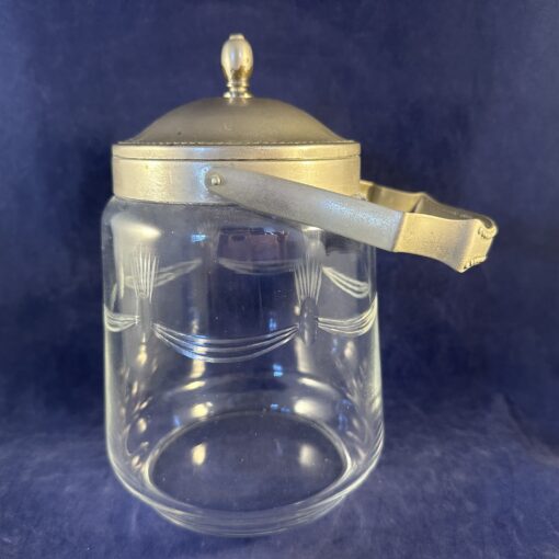 Pot met deksel/ koekpot met tinnen montuur, geslepen kristal, hoog 20 cm Ø 10 cm - Afbeelding 4