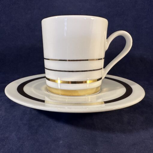 LSA set van 8 porseleinen koffiekop en schotels wit/goud Ø 5,2 cm hoog 5,7 cm. - Afbeelding 4