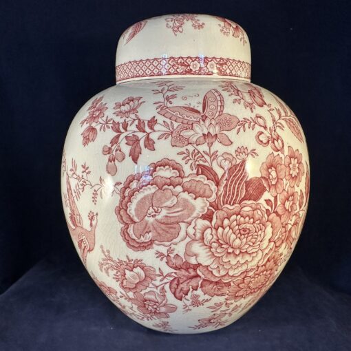 Mason's Pink Stratford dekselpot/ dekselvaas, hoog 23 cm Ø 17 cm.